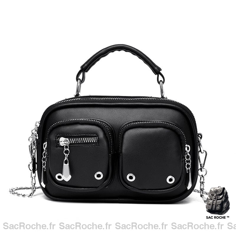 Sac Besace Femme Rock Noir