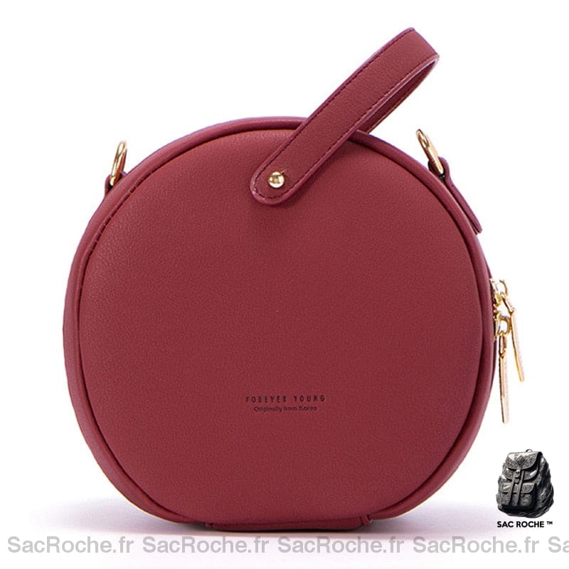 Sac Besace Femme Rond Rouge