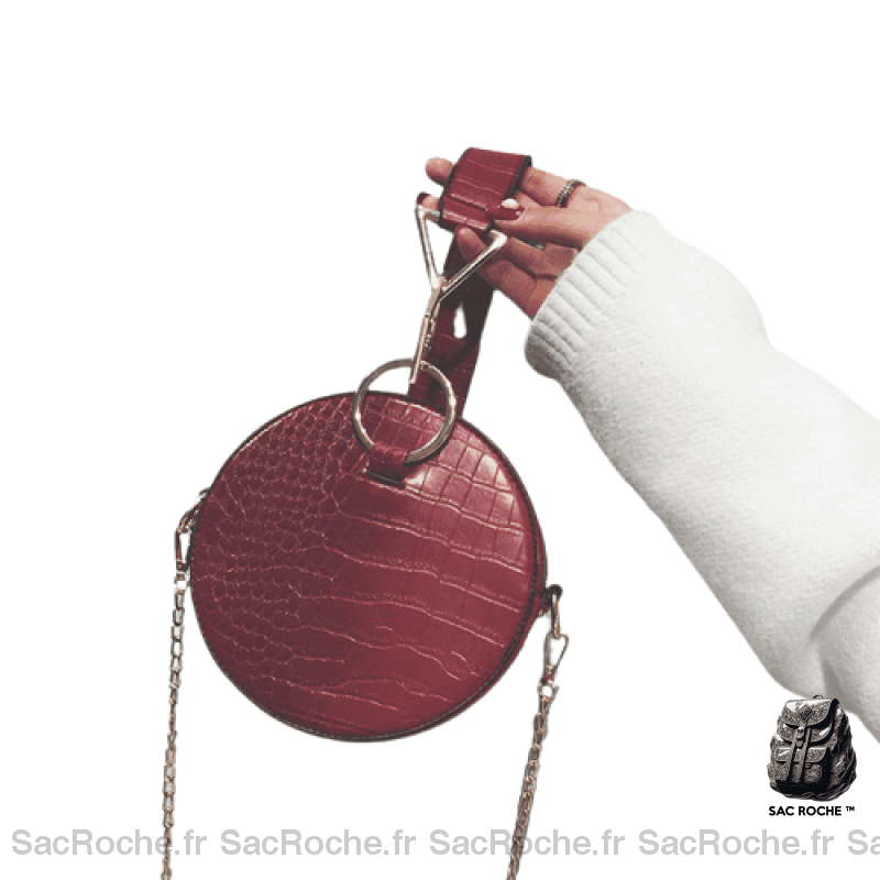 Sac Besace Femme Rond Rouge
