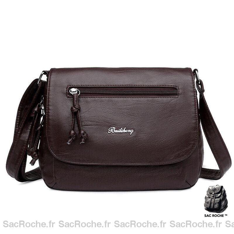 Sac Besace Femme Simili Cuir Café / 24X8X23 Cm