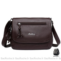 Sac Besace Femme Simili Cuir - modèle Café / 24x8x23 cm - Sac Roche ™