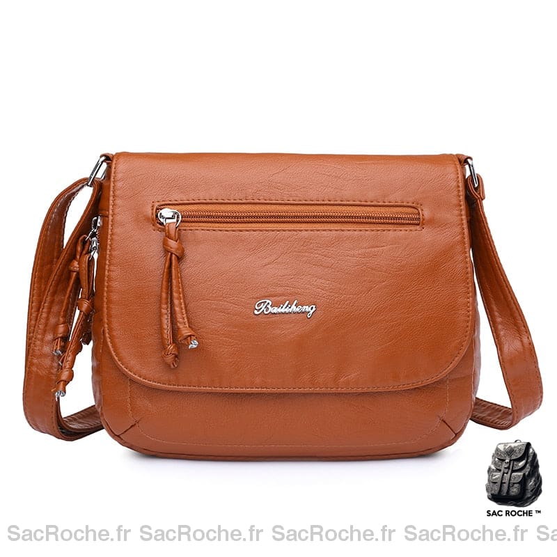 Sac Besace Femme Simili Cuir Marron / 24X8X23 Cm