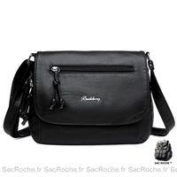 Sac Besace Femme Simili Cuir - modèle Noir / 24x8x23 cm - Sac Roche ™