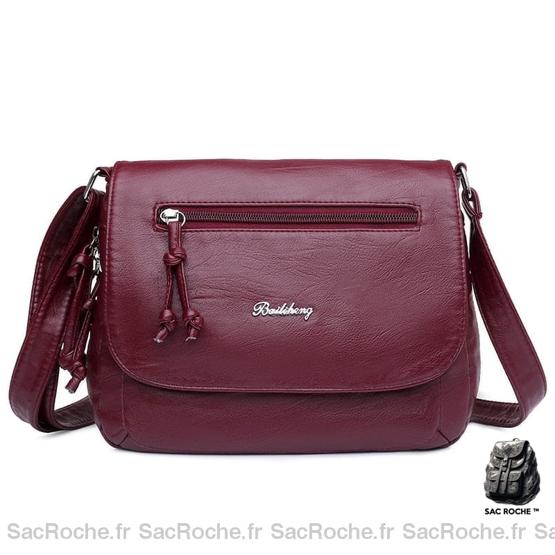 Sac Besace Femme Simili Cuir Rouge / 24X8X23 Cm