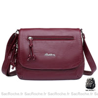 Sac Besace Femme Simili Cuir - modèle Rouge / 24x8x23 cm - Sac Roche ™
