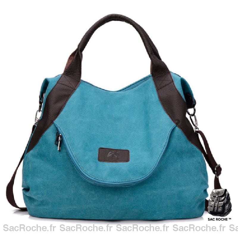 Sac Besace Femme Souple Fourre-Tout Bleu Ciel