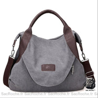 Sac Besace Femme Souple Fourre-Tout - modèle Gris - Sac Roche ™