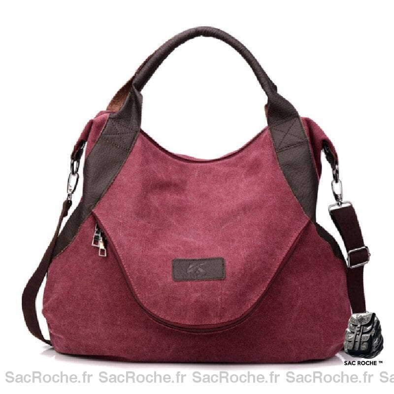 Sac Besace Femme Souple Fourre-Tout Rouge