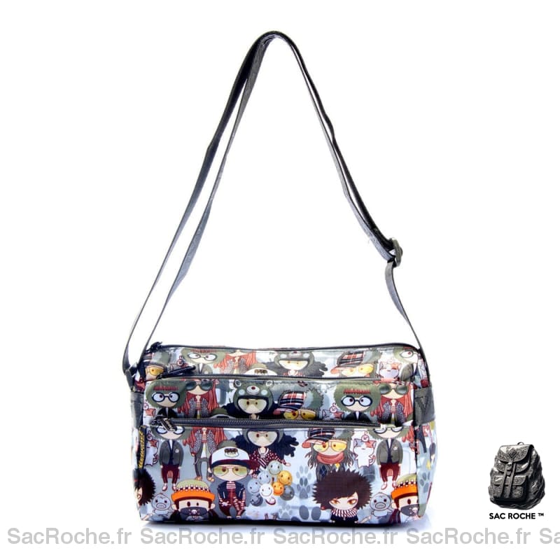 Sac Besace Femme Toile Imprimée 7 / 25Cm X 15Cm 9Cm