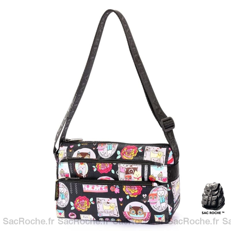 Sac Besace Femme Toile Imprimée 8 / 25Cm X 15Cm 9Cm