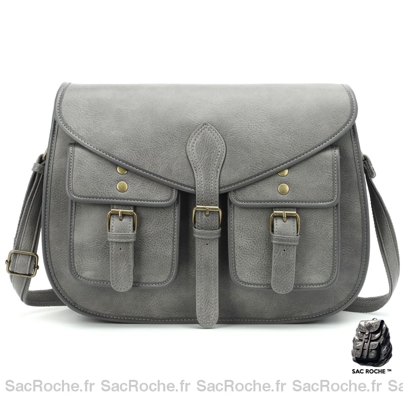 Sac Besace Femmes Cuir Gris Femme