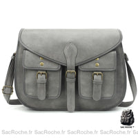 Sac Besace Femmes Cuir - modèle Gris - Sac Roche ™