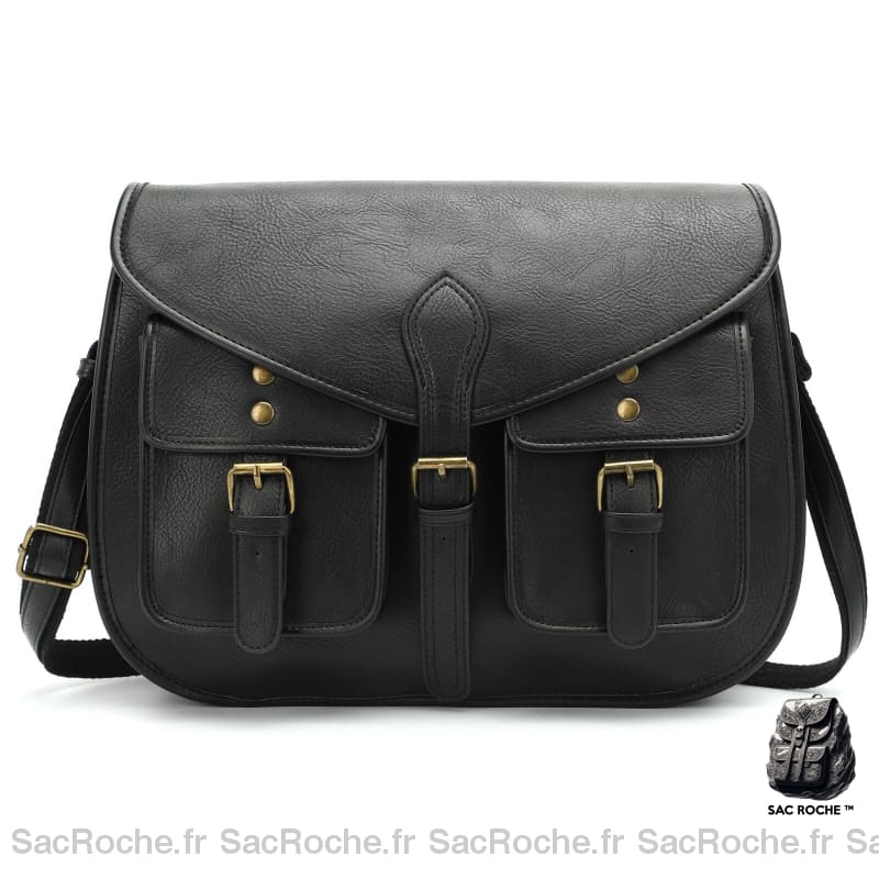 Sac Besace Femmes Cuir Noir Femme