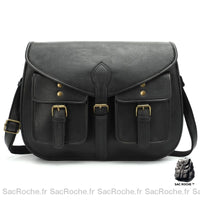Sac Besace Femmes Cuir - modèle Noir - Sac Roche ™