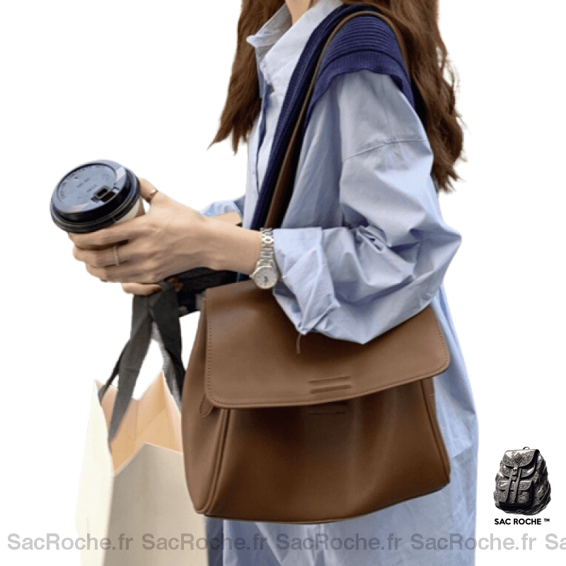 Sac Besace Grand Femme Vintage Marron / 27 X 23 9Cm