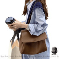 Sac Besace Grand Femme Vintage - modèle Marron / 27 x 23 x 9cm - Sac Roche ™