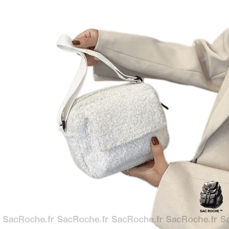 Sac Besace Laine Femme Blanc / 21×16Cm×10Cm