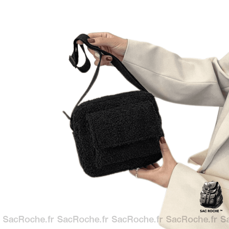 Sac Besace Laine Femme Noir / 21×16Cm×10Cm
