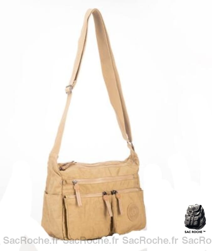 Sac Besace Nylon Femme Voyage Beige / 26.5 X 10 22Cm