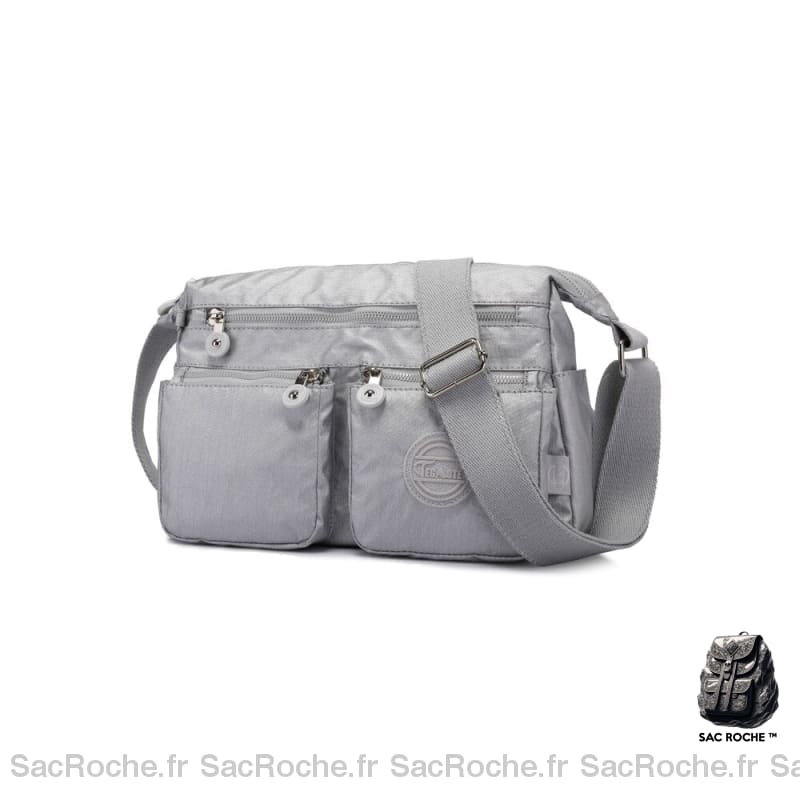 Sac Besace Nylon Femme Voyage Gris / 26.5 X 10 22Cm