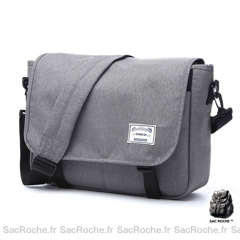 Sac Besace Ordinateur Femme Nylon Gris / 25X33X12 Cm