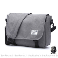 Sac Besace Ordinateur Femme Nylon - modèle Gris / 25x33x12 cm - Sac Roche ™