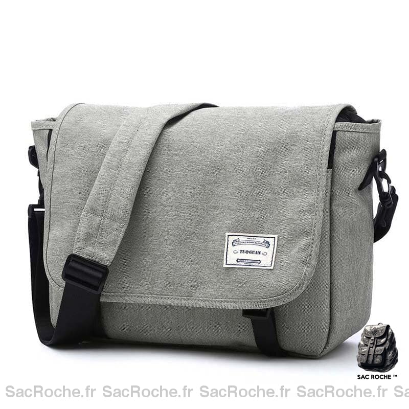 Sac Besace Ordinateur Femme Nylon Gris Clair / 25X33X12 Cm