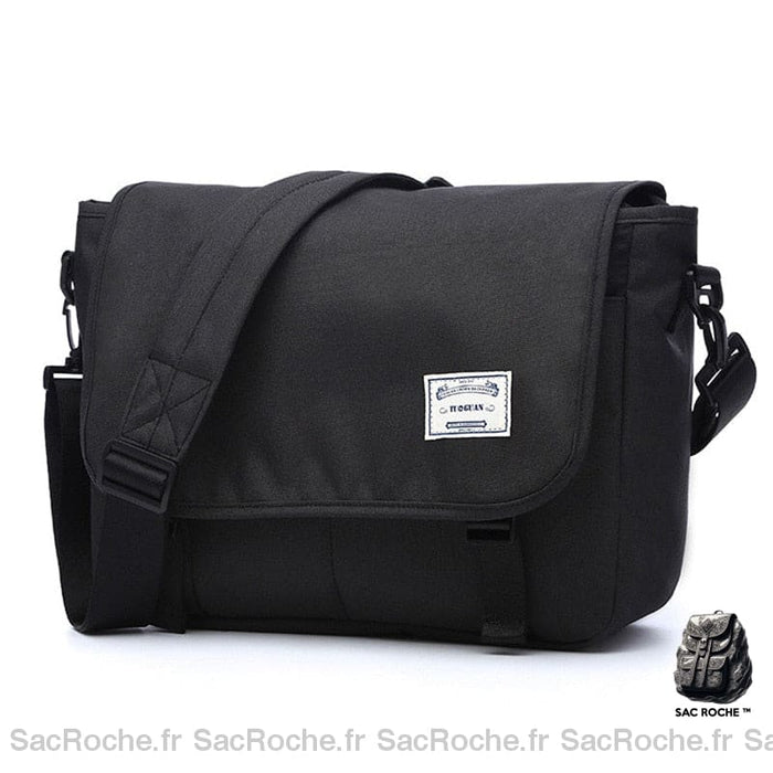 Sac Besace Ordinateur Femme Nylon Noir / 25X33X12 Cm