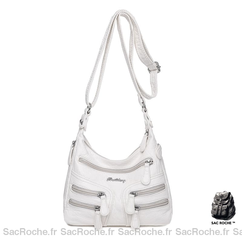 Sac Besace Poches Femme Beige