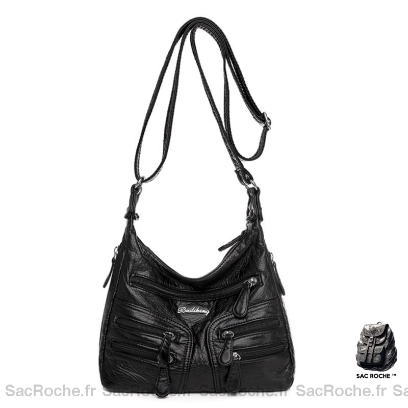 Sac Besace Poches Femme Noir