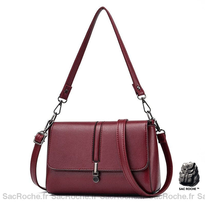 Sac Besace Rouge Femme Tendance Foncé