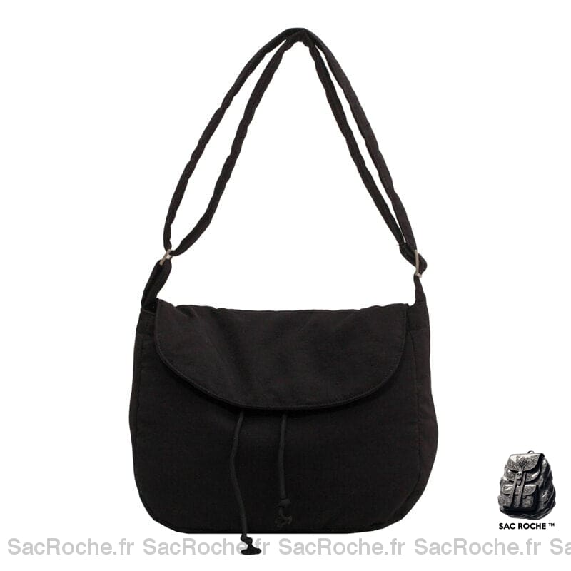 Sac Besace Tissus Femme Noir / 33 × 25 ×11Cm