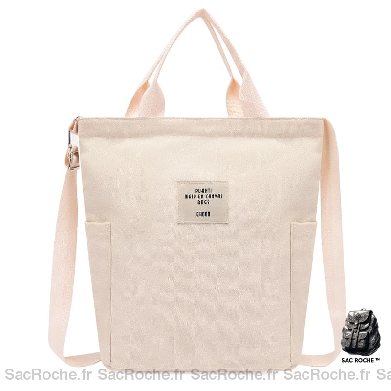 Sac Besace Toile Femme Beige