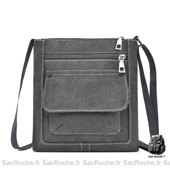 Sac Besace Toile Femme Discount Gris / 21.5Cm X 22Cm
