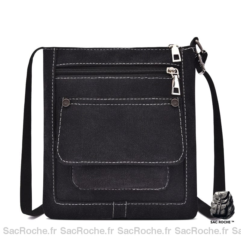 Sac Besace Toile Femme Discount Noir / 21.5Cm X 22Cm