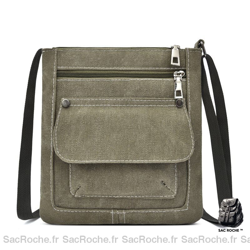 Sac Besace Toile Femme Discount Vert / 21.5Cm X 22Cm