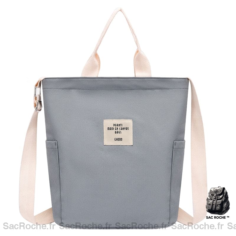 Sac Besace Toile Femme Gris