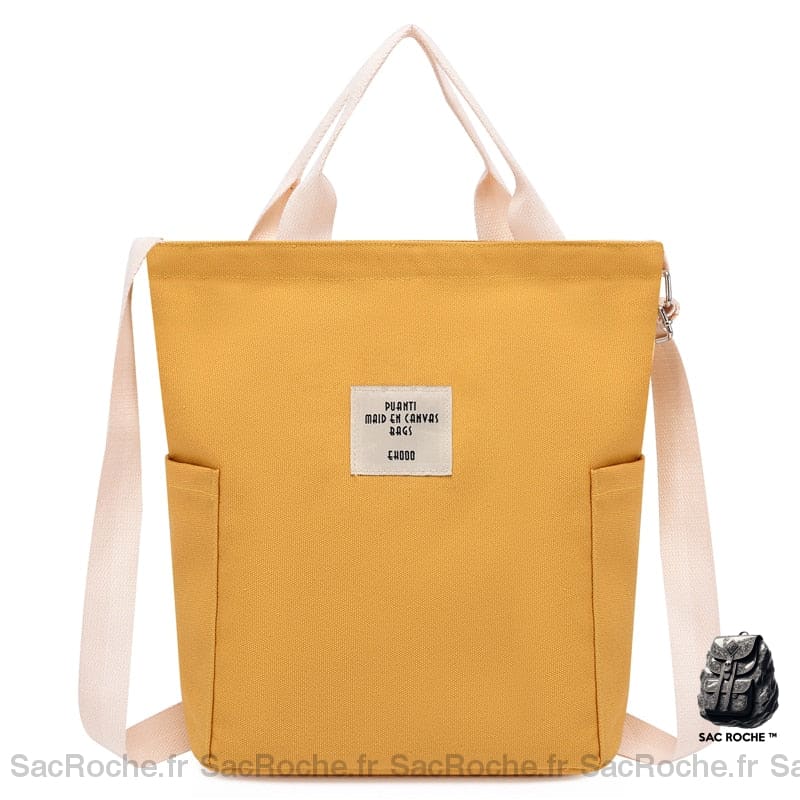 Sac Besace Toile Femme Jaune