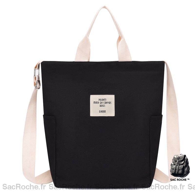 Sac Besace Toile Femme Noir