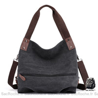 Sac Besace Toile Femme - modèle Noir - Sac Roche ™