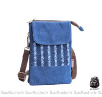 Sac besace toile femme petite taille - modèle Bleu / 19x12.5cm - Sac Roche ™