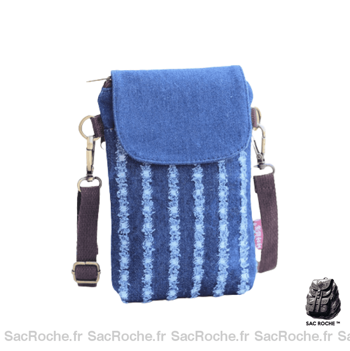 Sac Besace Toile Femme Petite Taille Bleu Clair / 19X12.5Cm Besace Femme