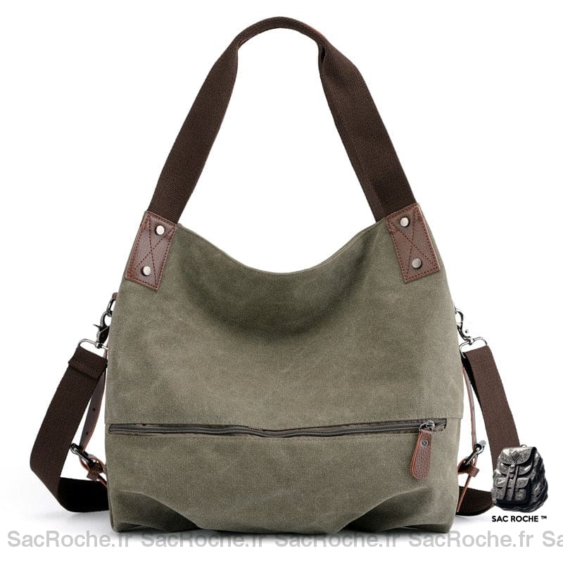 Sac Besace Toile Femme Vert