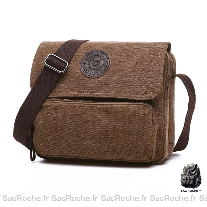 Sac Besace Toile Femme Voyage Marron / 28X15X29Cm
