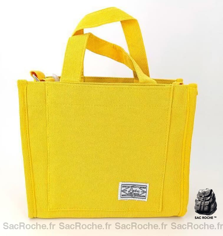Sac Besace Velours Femme Jaune / 30 X 25 10Cm
