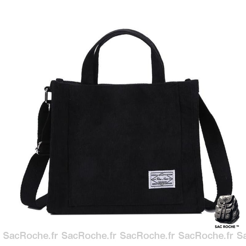 Sac Besace Velours Femme Noir / 30 X 25 10Cm