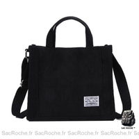 Sac Besace Velours Femme - modèle Noir / 30 x 25 x 10cm - Sac Roche ™