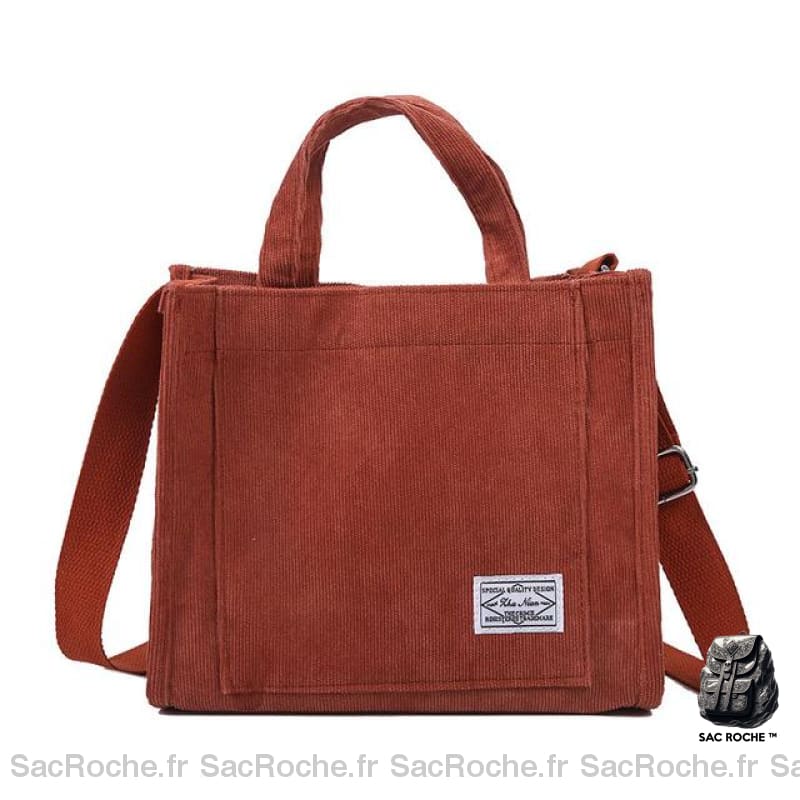 Sac Besace Velours Femme Rouge Brique / 30 X 25 10Cm