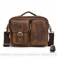 Sac Besace Vintege Marron Femme: Style Rétro Chic! - modèle Marron mat / 22 x 9 x 28cm - Sac Roche ™