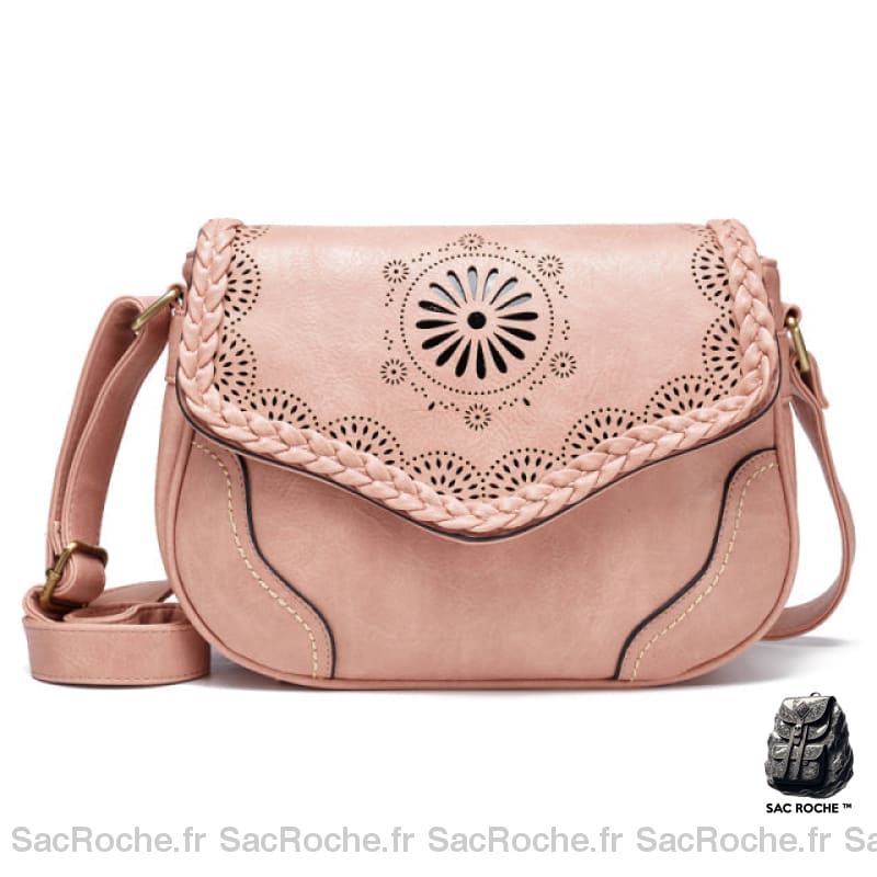 Sac Bohème Cuir Bandoulière Femme Rose Sac À Main Femme